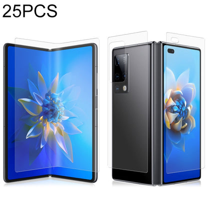 Hydrogel screen protector films set (25 pcs) covering foldable phone outer screens, clear