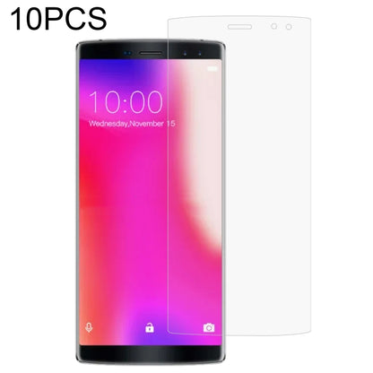 Smartphone tempered glass screen protector (10-pack) on purple phone screen