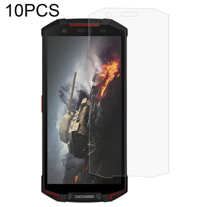 Tempered glass screen protector set (10 pcs) with transparent film on dark phone display.