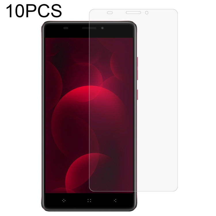 Smartphone tempered glass screen protector (10-pack) on red-themed phone screen