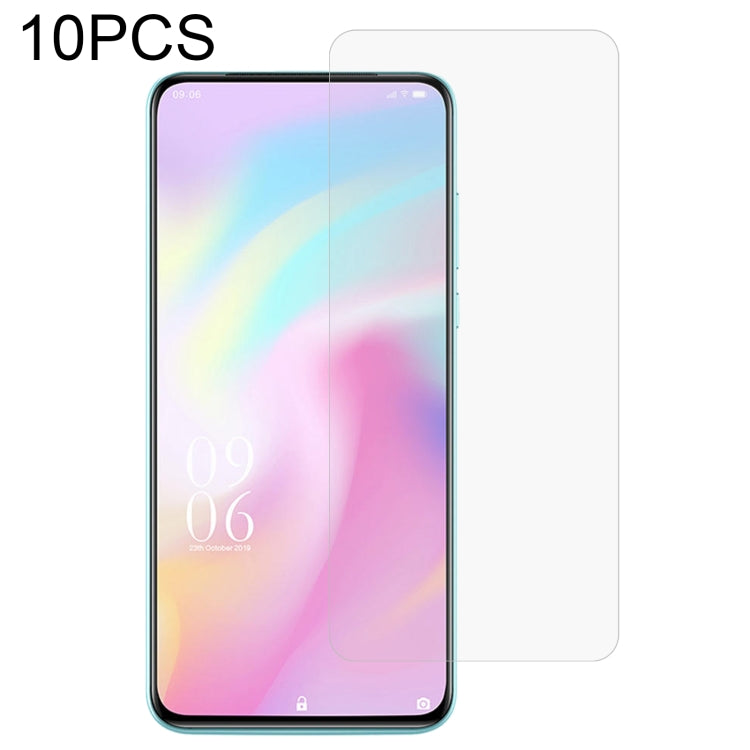 10-pack clear tempered glass screen protector films placed over a smartphone display