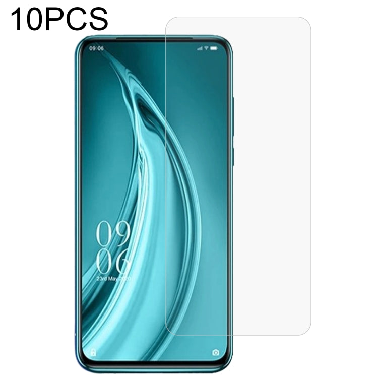 10-pack clear tempered glass screen protector films on a smartphone screen surface