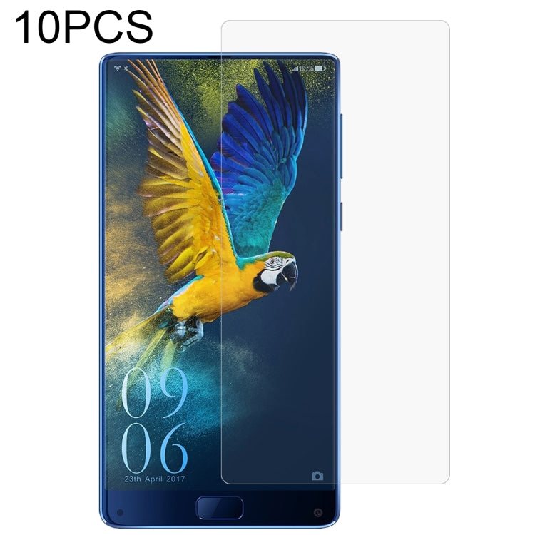 Tempered glass screen protector set (10 pcs) with transparent film on blue phone screen.