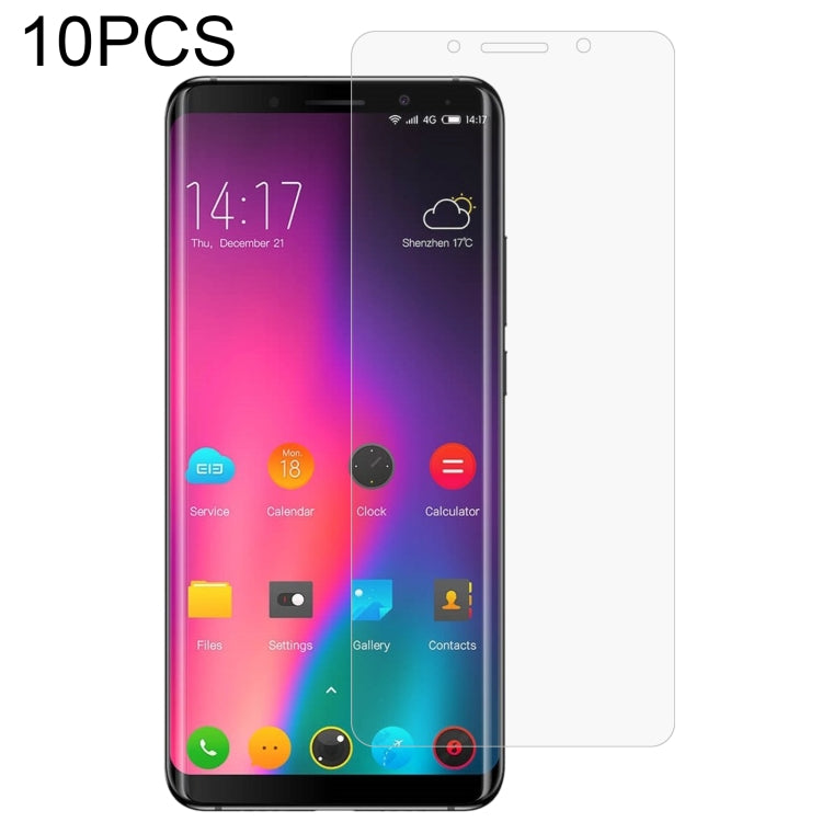 Tempered glass screen protector set (10 pcs) with transparent film on black phone display.