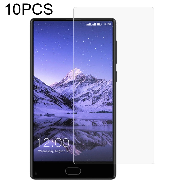 Tempered glass screen protector film set (10-pack) on phone screen with clear overlay