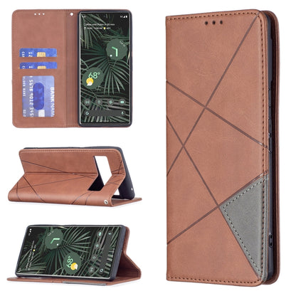 Brown leather flip phone case with card slots, magnetic stand, and diamond stitching