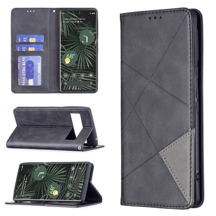 Dark gray leather flip phone case with card slots, magnetic stand, and diamond stitching