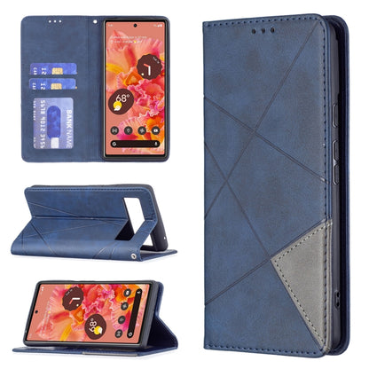 Blue magnetic flip phone case with wallet-style card slots and flip cover stand.