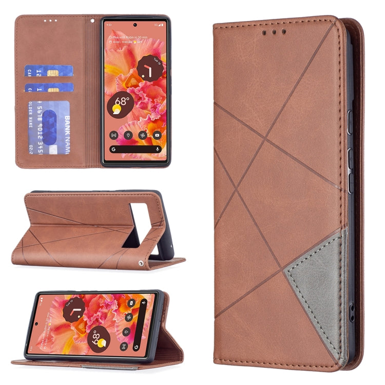 Brown leather flip phone case with card slots and viewing stand, diamond stitching