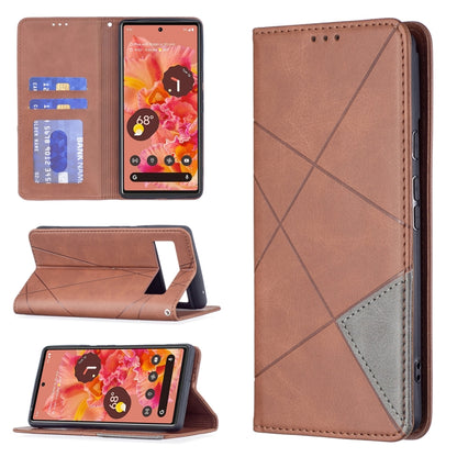 Brown leather flip phone case with card slots and viewing stand, diamond stitching