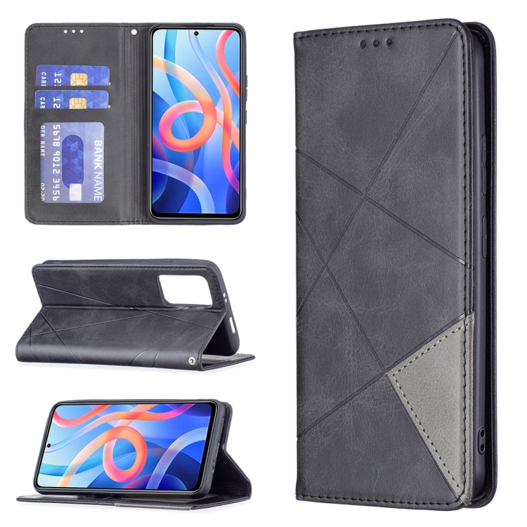 Dark grey magnetic flip phone case with card slots, inner pocket, and standing cover