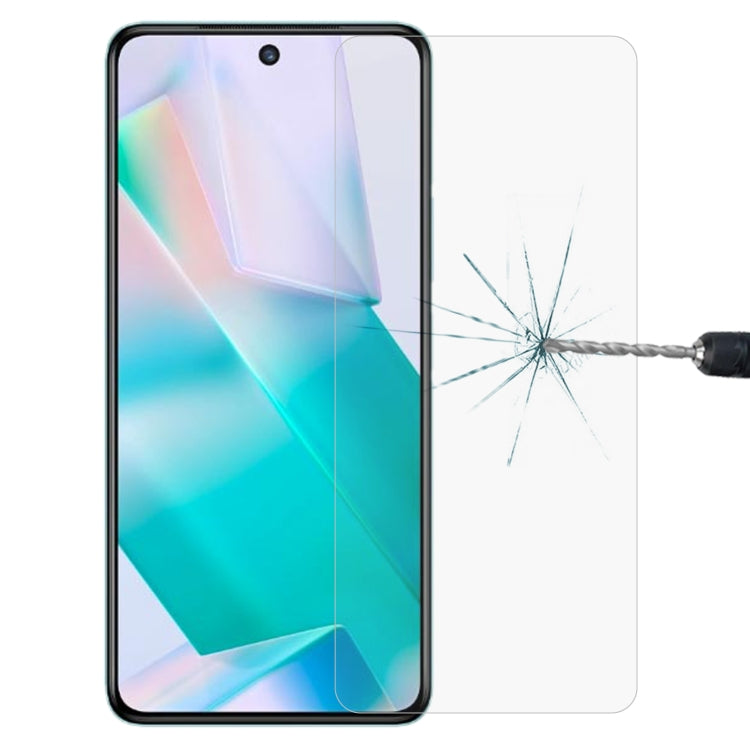 Smartphone tempered glass screen protector, clear protective glass aligned on the display