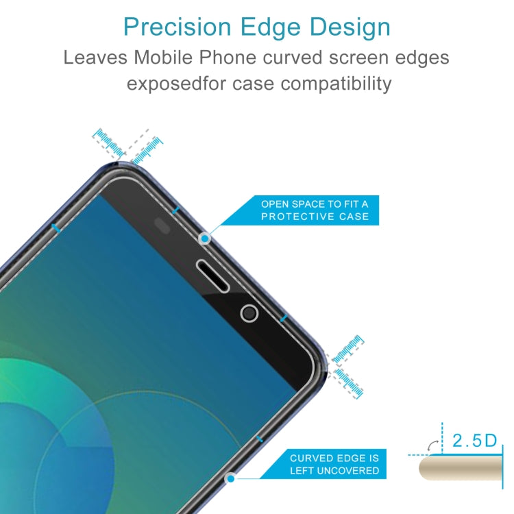 Tempered glass screen protector with curved 2.5D edges, case-friendly fit