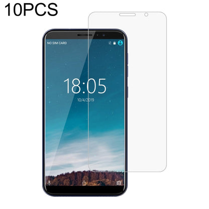 10-pack clear tempered glass screen protector with 2.5D rounded edges on phone front