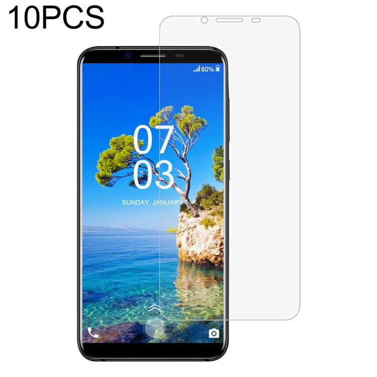 10-pack tempered glass screen protector, 2.5D edges with cutouts on top for phone