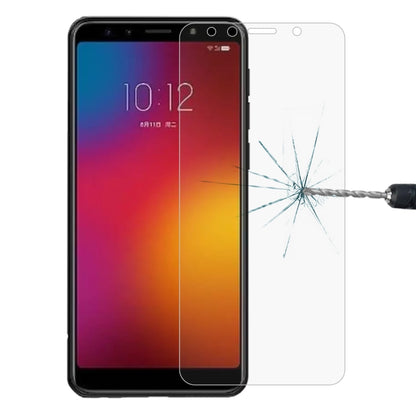 Tempered glass screen protector film for smartphone front, clear protector covering display.