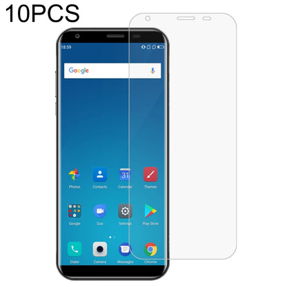 10-pack 2.5D tempered glass screen protector film on smartphone display, clear sheet