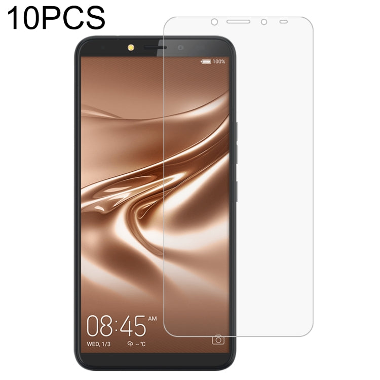 Clear 2.5D tempered glass screen protector film for smartphone display, 10-pack