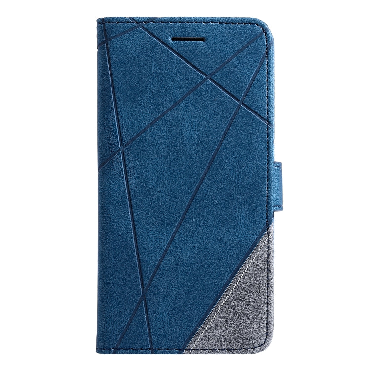 Blue flip leather phone case with diagonal crosshatch pattern and gray bottom trim for Moto G Stylus 2021