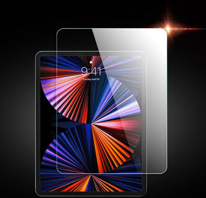 Tablet tempered glass screen protector, clear film pair layered over display