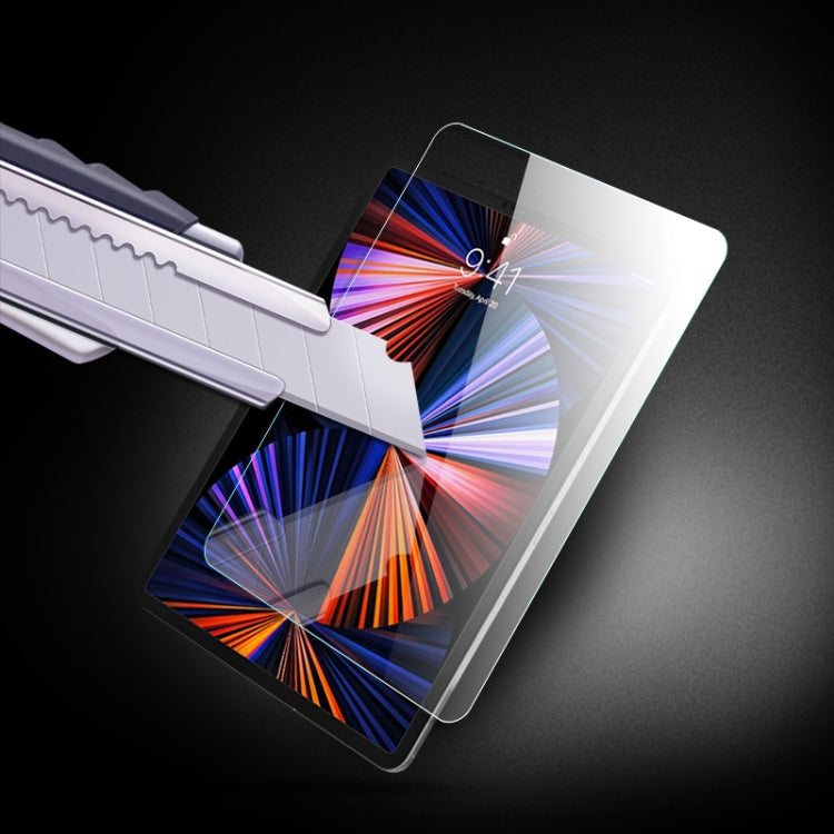 Tablet tempered glass screen protector, clear sheet aligned to tablet screen corners
