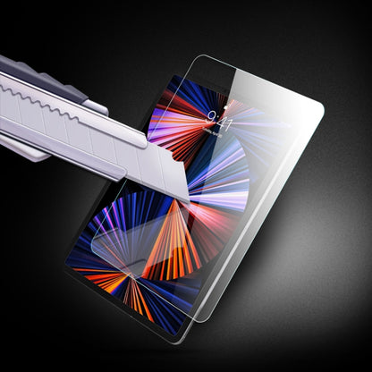 Tablet tempered glass screen protector, clear sheet aligned to tablet screen corners