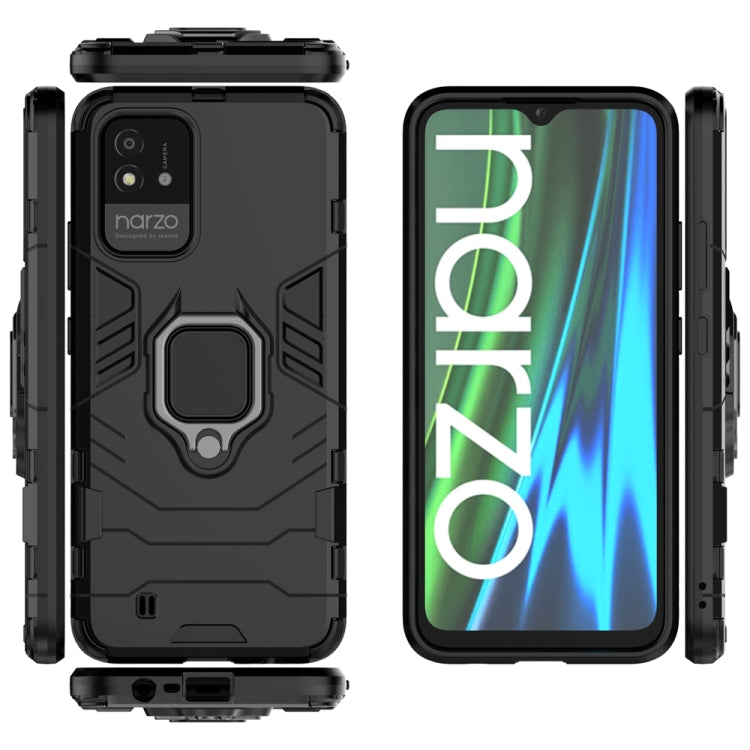 Shockproof phone case with magnetic ring holder, black rugged case set with clips