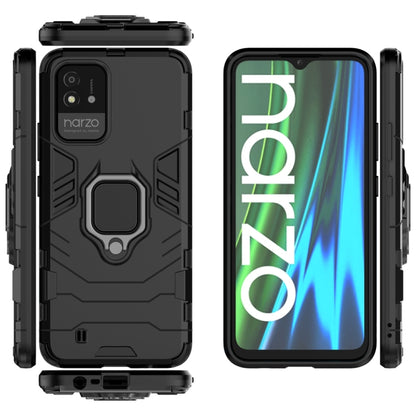 Shockproof phone case with magnetic ring holder, black rugged case set with clips