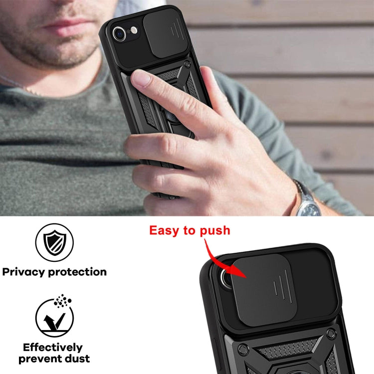 Black phone case with sliding camera cover, privacy and dust protection