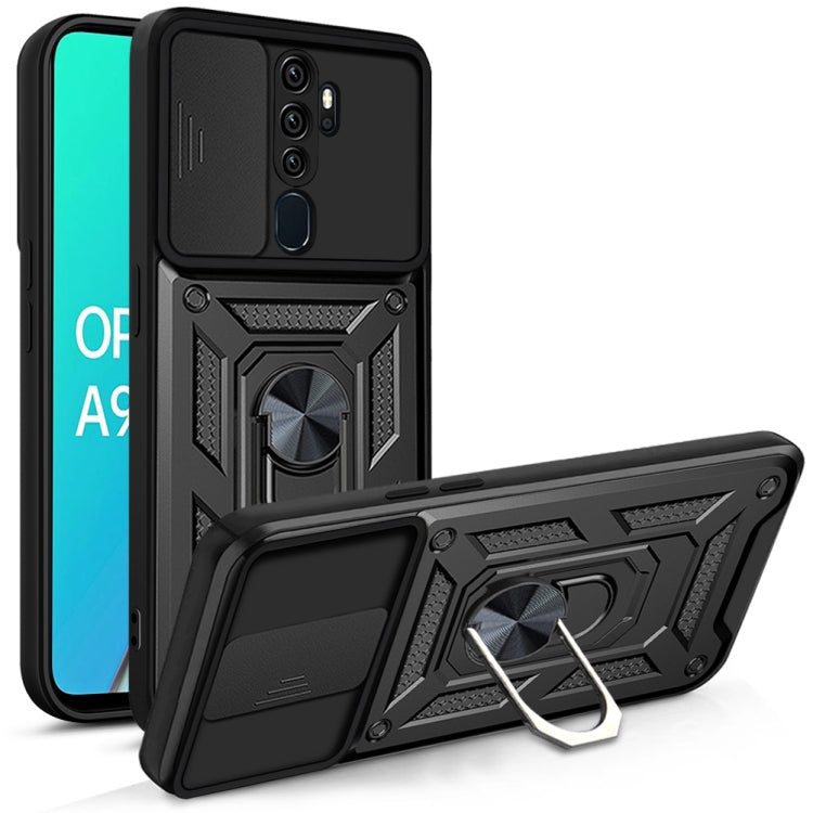 Black rugged phone case with textured TPU+PC and ring kickstand