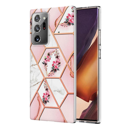 Pink and white marble hex flower TPU phone case with small floral details