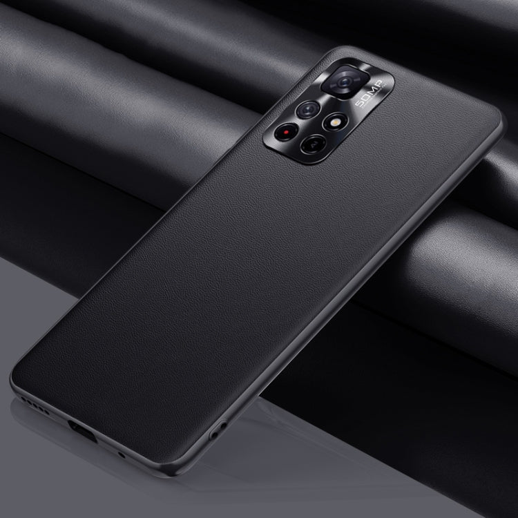Black shockproof protective phone case for Redmi Note 11 Pro with raised camera cutouts
