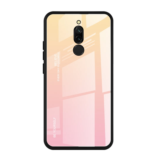 Gradient glass phone case with yellow-to-pink gradient and dual camera cutouts