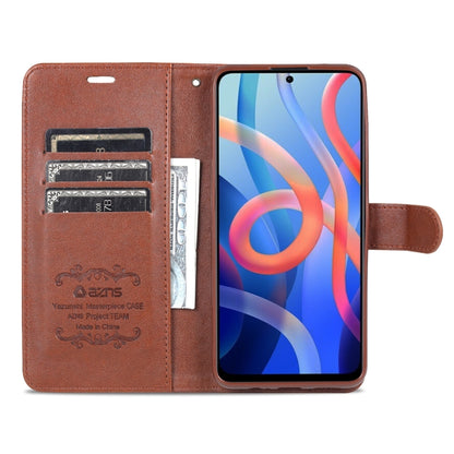 Brown leather wallet phone case with card slots and windowed ID holder