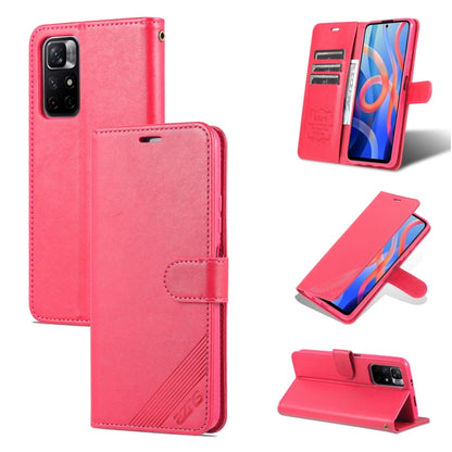 Red leather flip phone case with card slots and holder for a wallet-style design