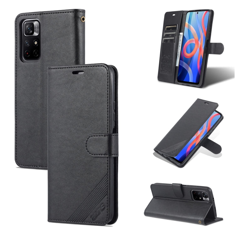 Black leather flip phone case with card slots and stand holder for secure daily use