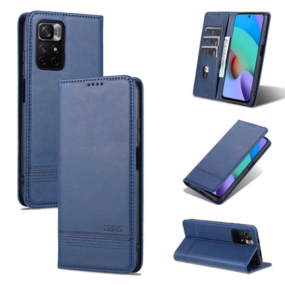 Dark blue leather flip phone case with card slots and stand for Xiaomi Redmi Note 11