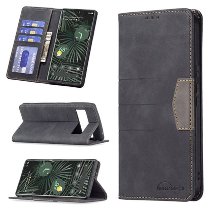 Dark gray magnetic leather phone case with card slot and flip stand, shown open and closed