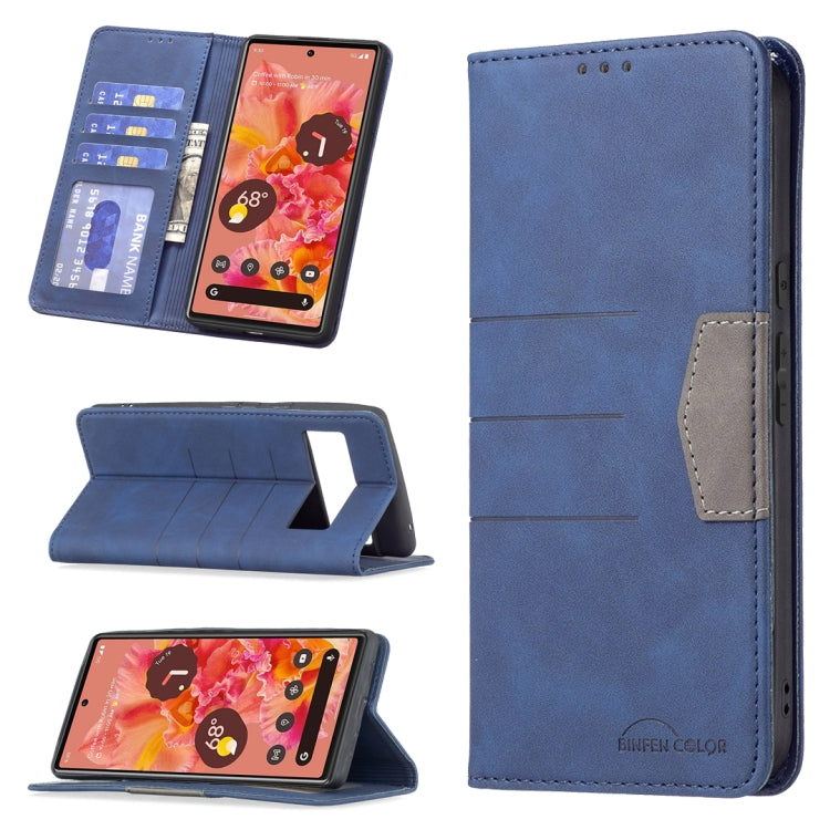 Blue leather magnetic phone wallet case with card slots and viewing stand