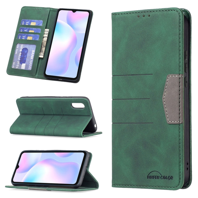Magnetic leather phone case with folio card slots and kickstand, green
