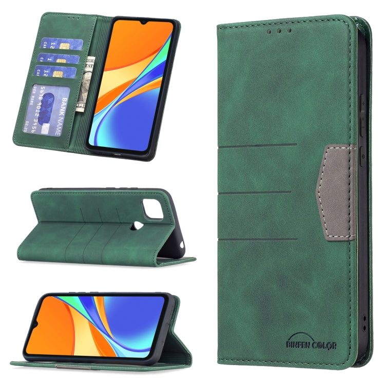 Magnetic leather folio phone case with card slots and kickstand, green