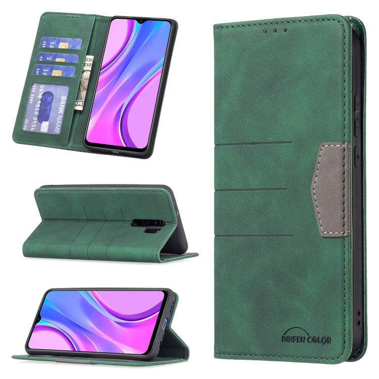 Magnetic leather phone case with folio card slots and kickstand, green