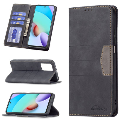 Dark gray magnetic leather phone case with card slot and flip stand, open and upright view
