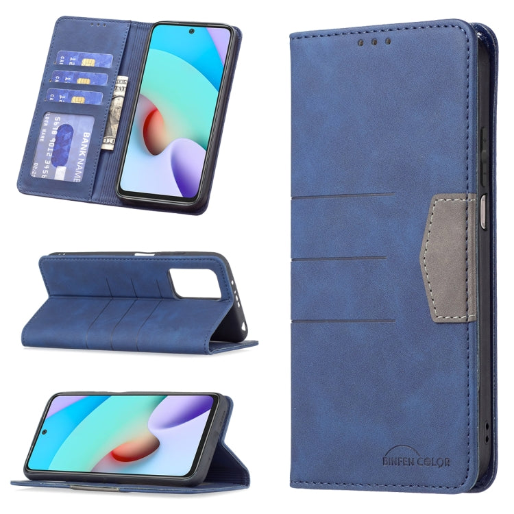 Blue magnetic leather phone wallet case with card slots and flip-stand, side cutouts