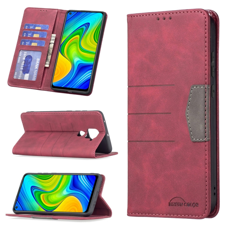 Magnetic leather phone case, red, with folio stand and card holder