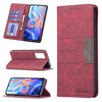 Magnetic leather phone case with card slots, red, front flip cover