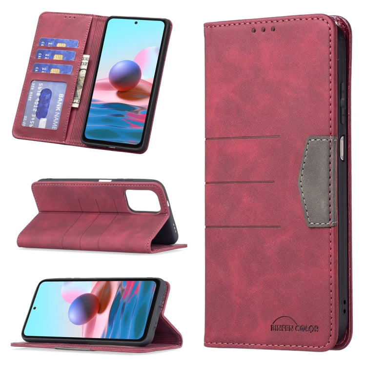 Magnetic leather phone case with card slots and stand, red folio