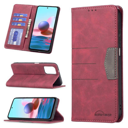 Magnetic leather phone case with card slots and stand, red folio
