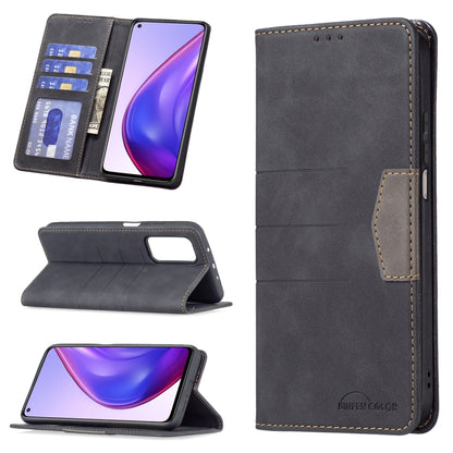 Dark gray leather magnetic phone wallet case with card slots and fold stand
