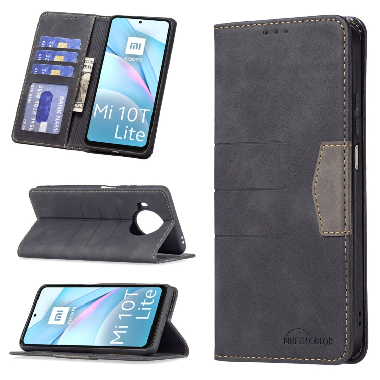 Dark gray leather magnetic phone wallet case with card slots and stand